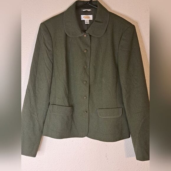 Talbots wool lined green blazer suit jacket size 6 - Picture 1 of 6